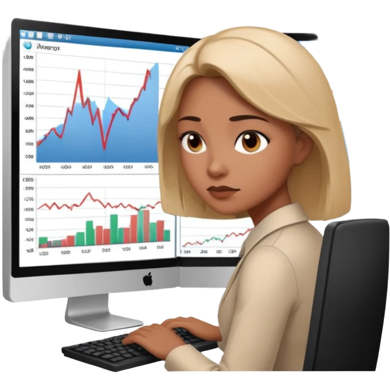 stock market woman on computer emoji