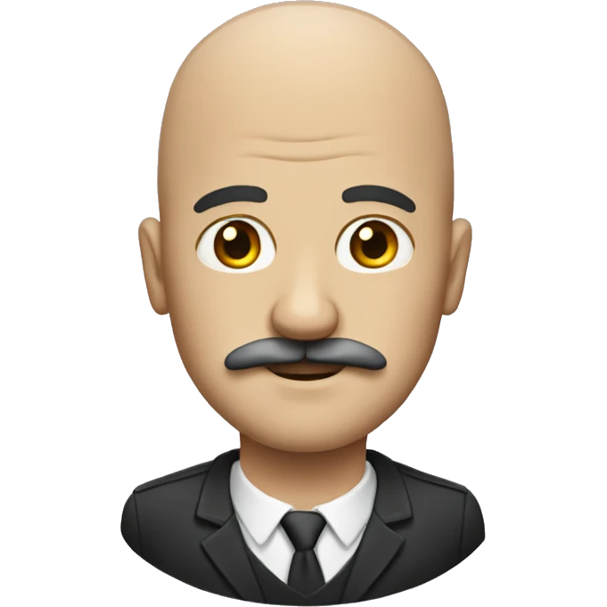 Man with moustache,bald head emoji