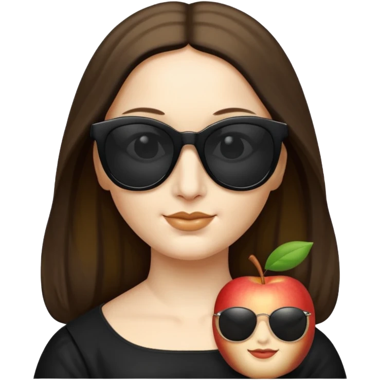 Mona Lisa wearing classic black sunglasses, apple emoji style emoji