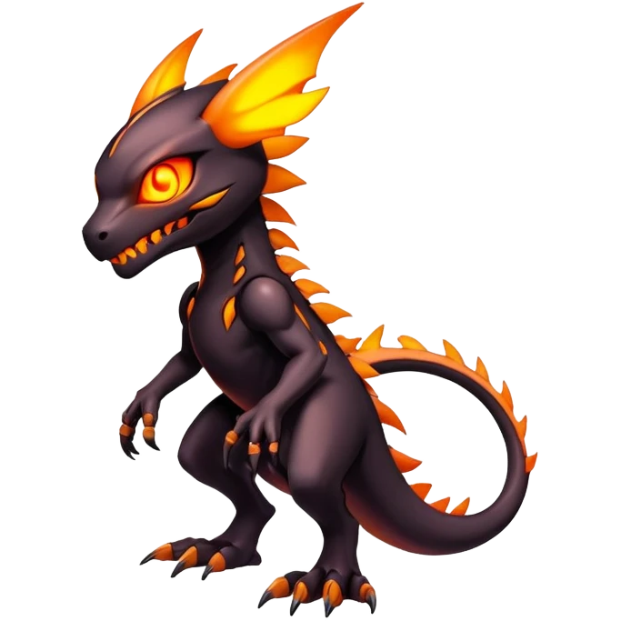 futuristic dark shadowy evil neon-glowing warm-colored Fakémon-Digimon-hybrid-creature (full body) emoji