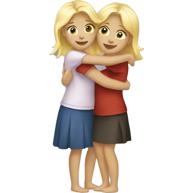 Two blonde girls hugging emoji