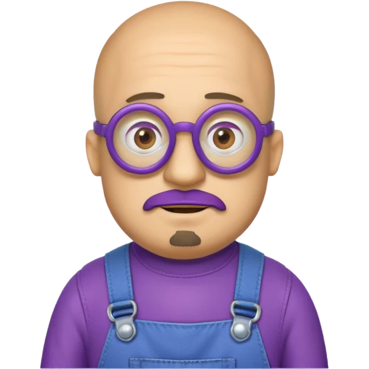 un minions di colore viola con il pizzetto e gli occhiali da vista emoji