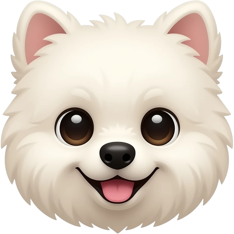 Very small fluffy cutty dog, for profile, look front emoji