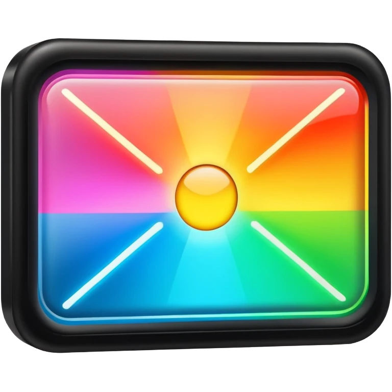 glowing led light, different glowing colors, one big rectangle sign emoji