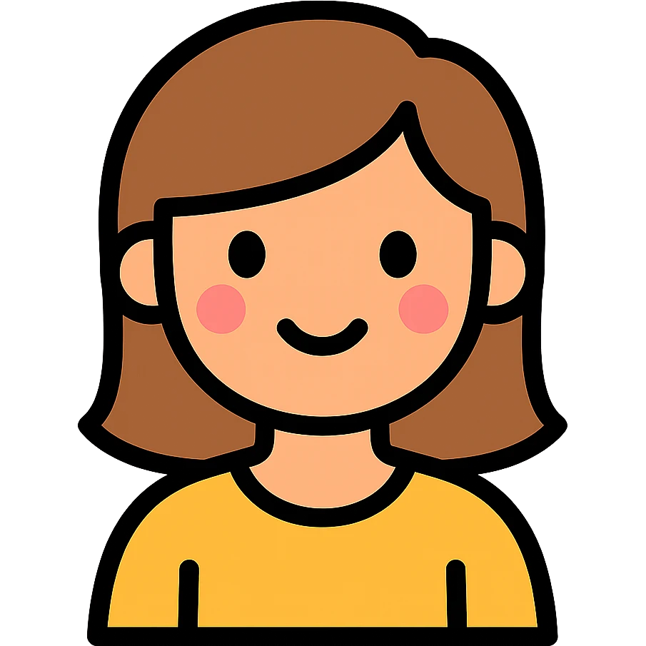 a wonderful girl with brown hair, color outline icon style emoji