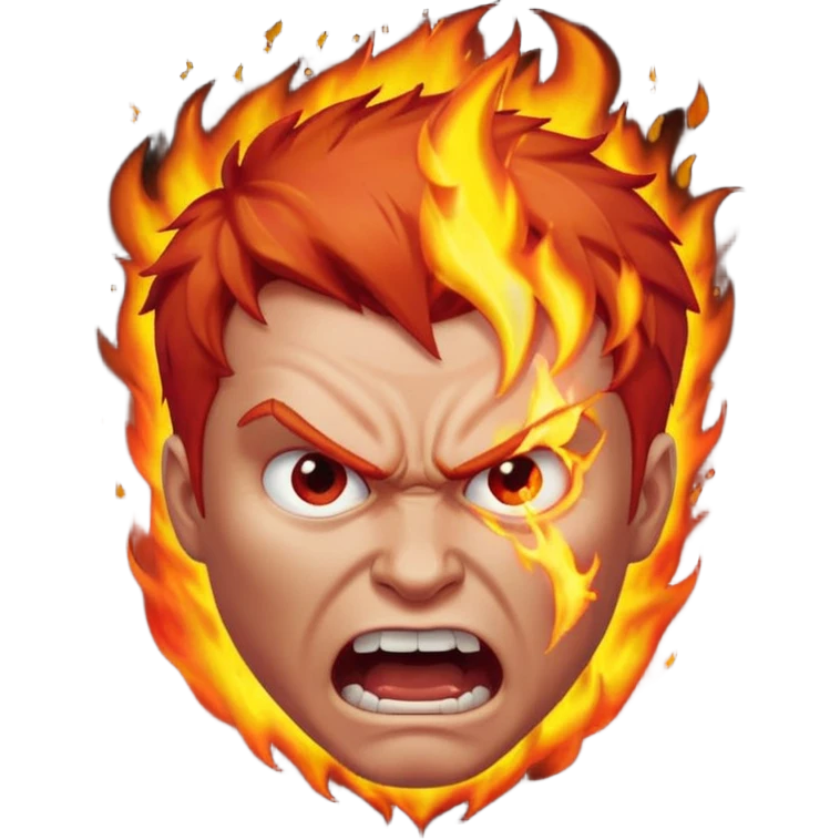 burning angry bodybuilder red haired man emoji