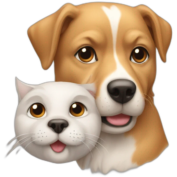 Chien avec un chat emoji