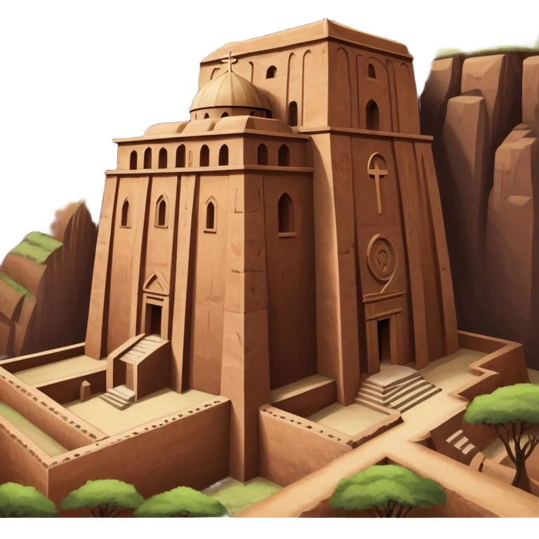 Create the rock hewn Church of Saint George in Lalibela, Ethiopia into an iOS style emoji. Make it HD and precise. emoji
