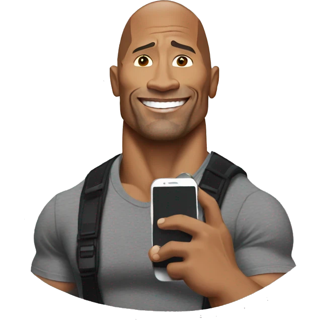 dwayne johnson with a mobile phone emoji