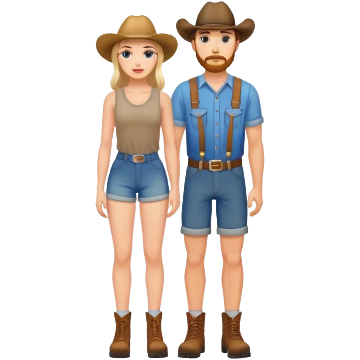 american redneck pair men and woman photorealistic standing on feet emoji