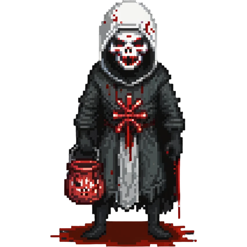 creepy slasher killer with bloody sack over head emoji