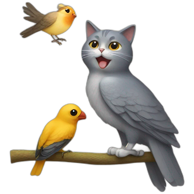 cat and bird emoji