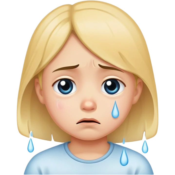 child crying with tears, sad expression, simple and clear emoji