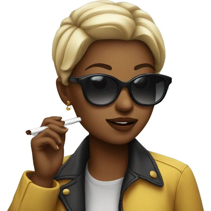Sunglasses girl smoking emoji