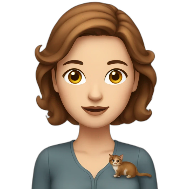 woman with brown hair and two cats emoji