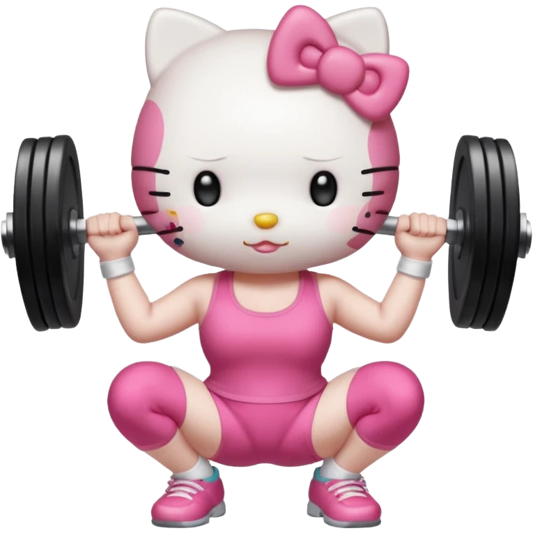 Cute Hello kitty lifting weights focusing on glute workouts emoji