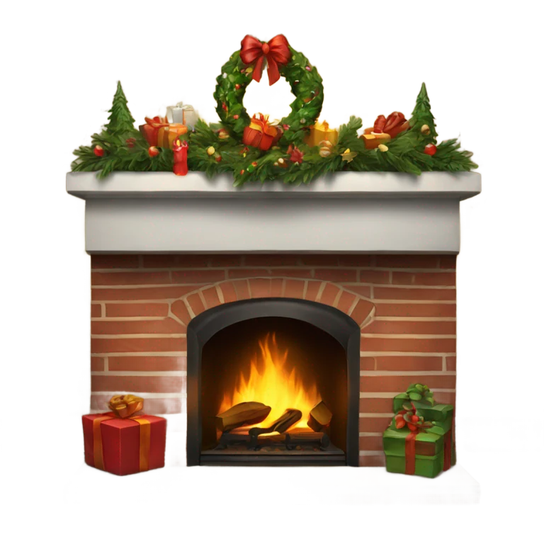 Realistic Christmas fireplace emoji