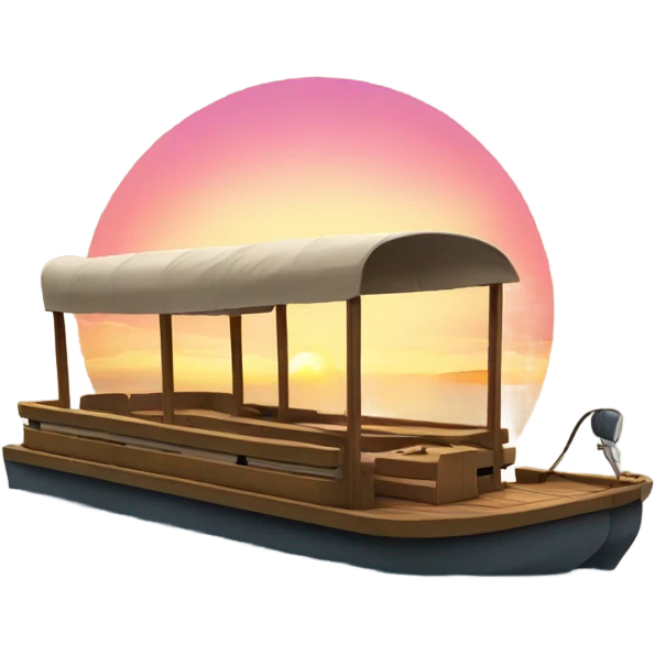 Pontoon boat with sunset emoji