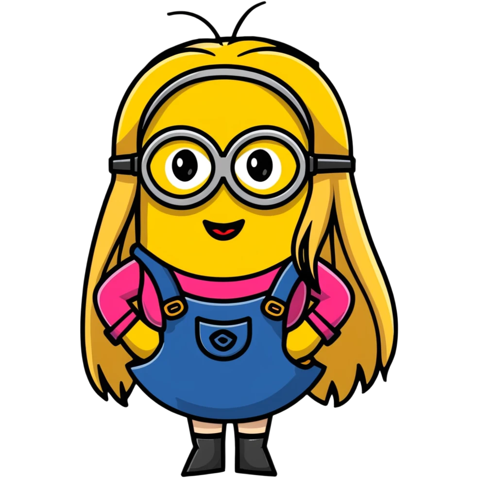 female minion with long blonde hair and lipstick emoji