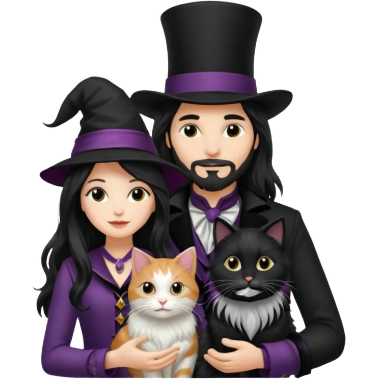 Lonfmagician couple and their pet cat emoji
