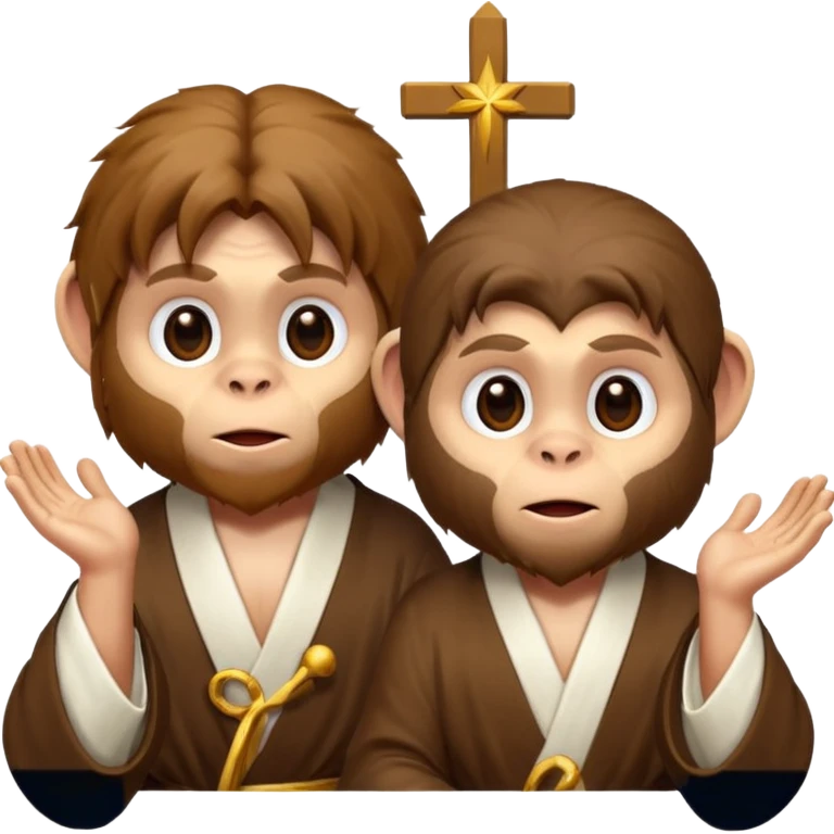 two monkeys worshipping Jesus Christ emoji