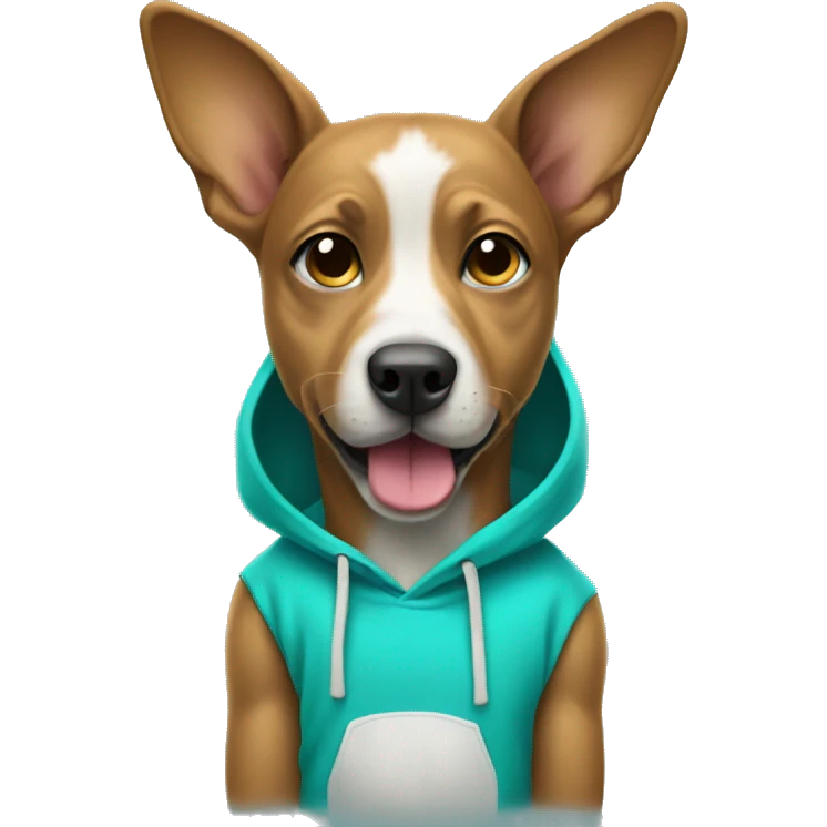Dog wearing a turquoise hoodie emoji