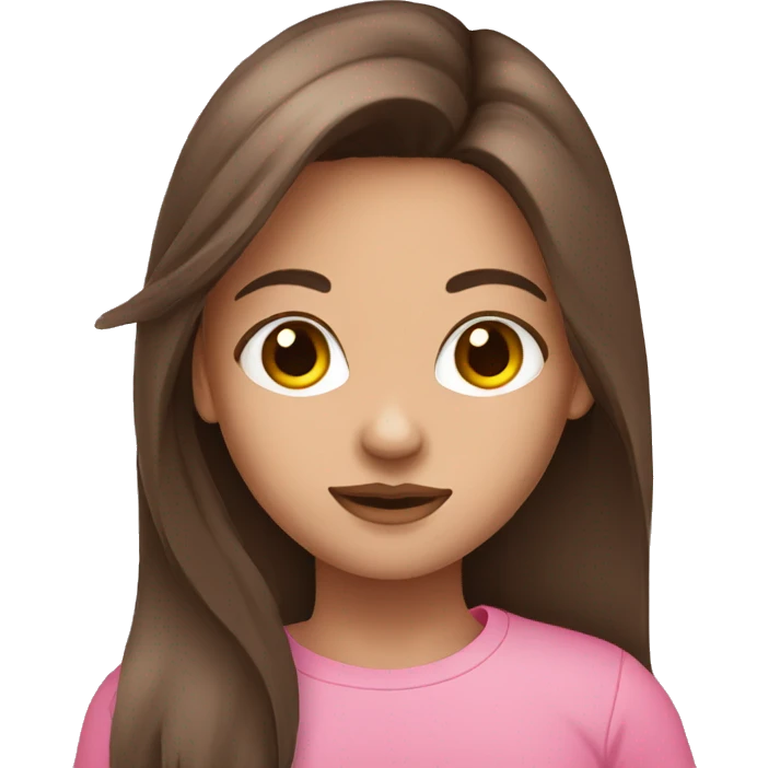 brunette girl long hair pink shirt nose ring emoji