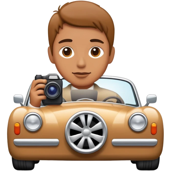 person photographing a car emoji
