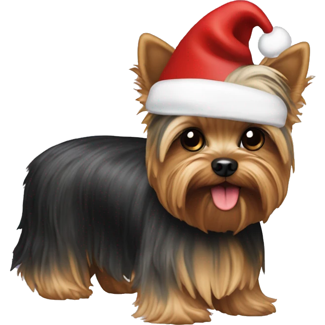 Yorkie with a Santa hat emoji