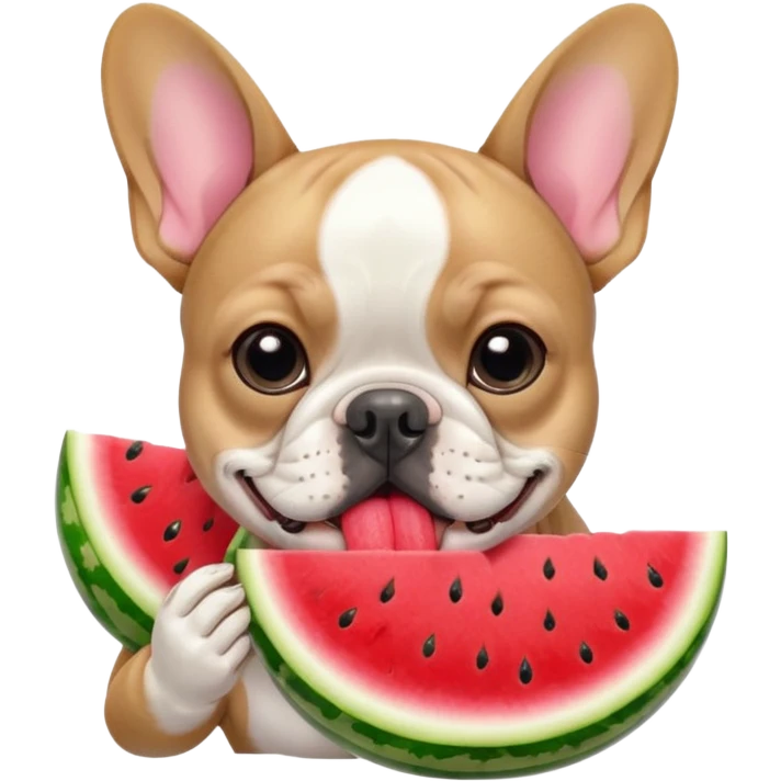 French Bulldog eats watermelon  emoji