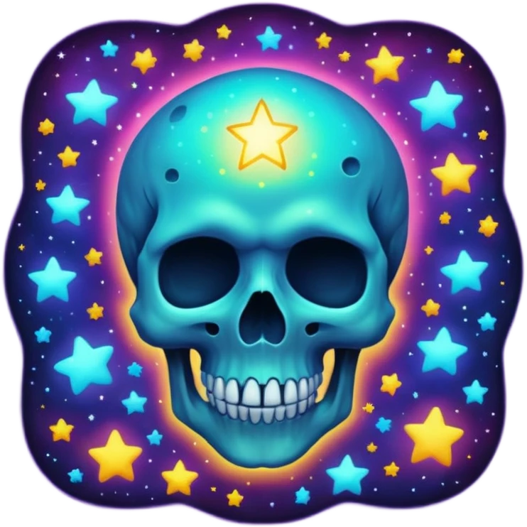 cosmic skull surrounded by stars emoji