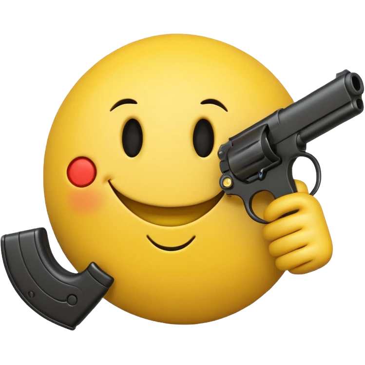 Smiley face with gun emoji