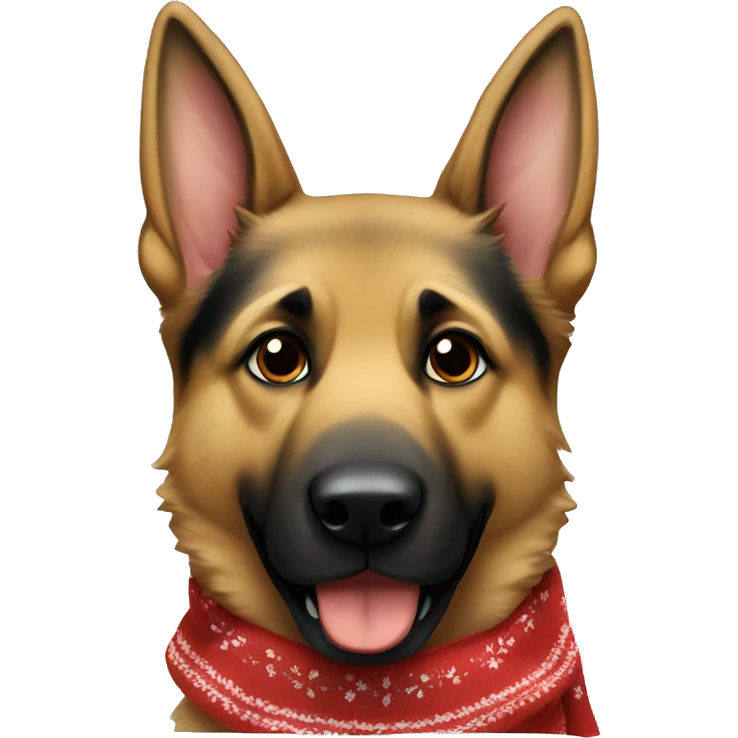 german shepherd with a christmas scarf  emoji