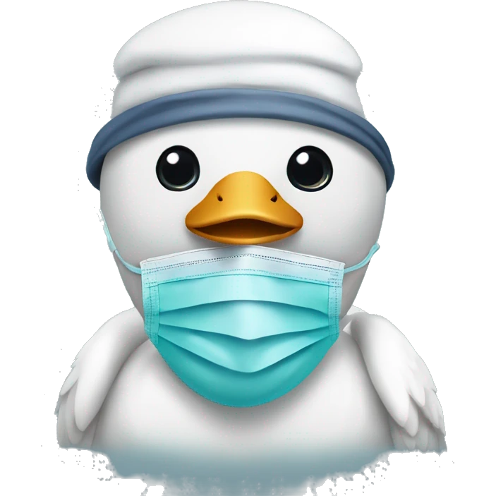swan with surgical hat, mask, and stethoscope  emoji