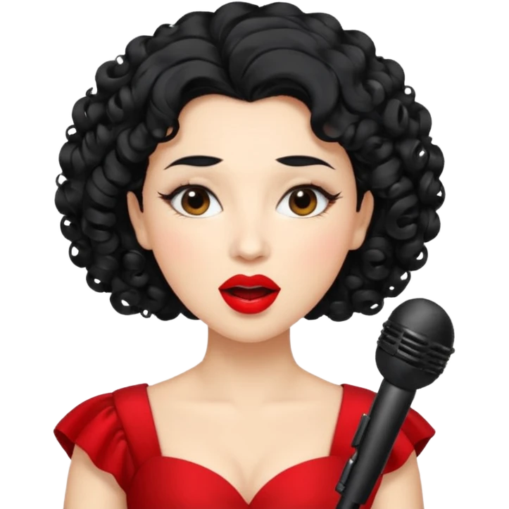 curly hair  opera singer singing emoji