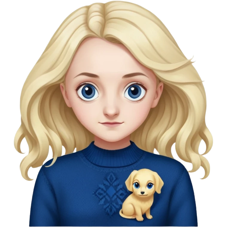 Evanna Lynch is Luna Lovegood in harry potter, wear dark blue sweater emoji