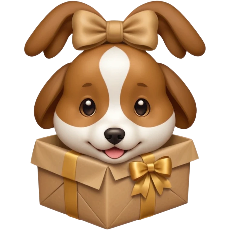 Dog in wrapped paper new yaer emoji