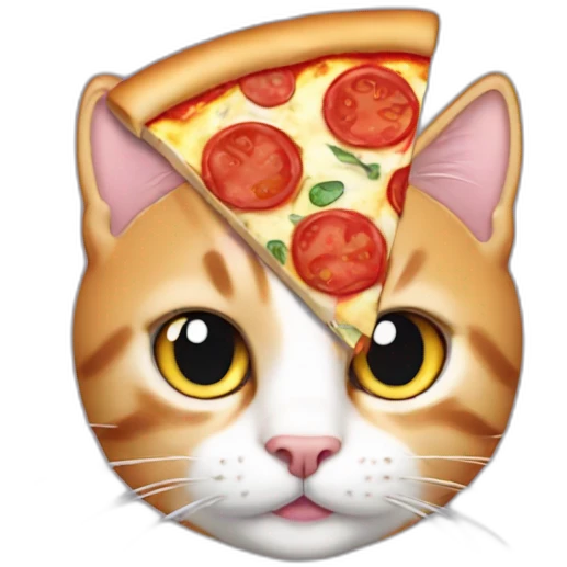 a cat with a slice of pizza in his head emoji