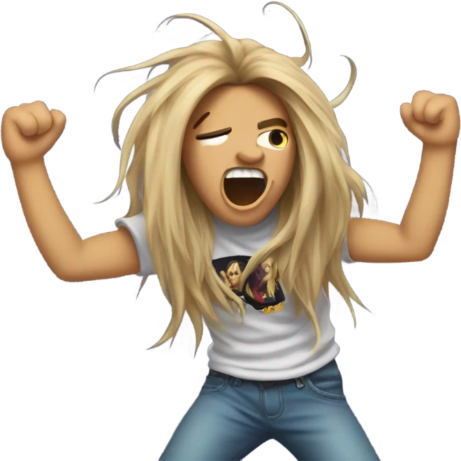 person headbanging to music emoji
