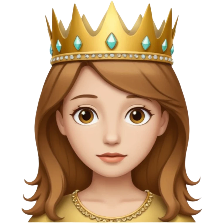 Kumral kahverengi saçlı bir kadın kafasında taç emoji