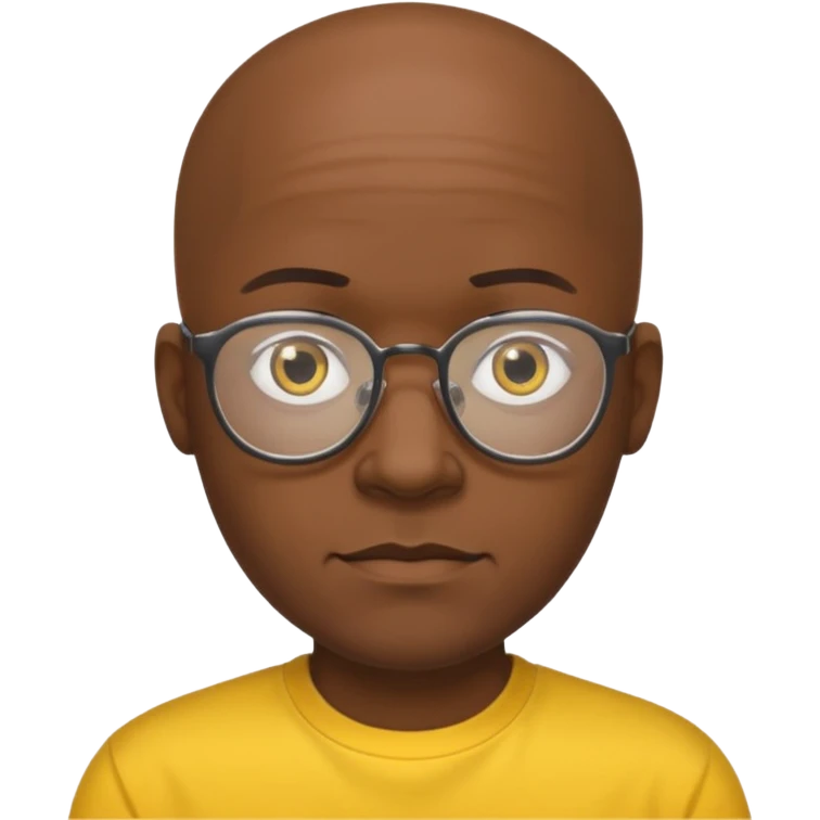 bald black man with eyeglasses with yellow shirt emoji
