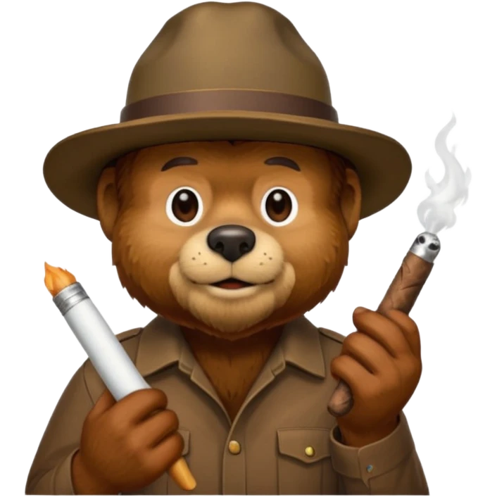 Smokey the bear with a joint emoji