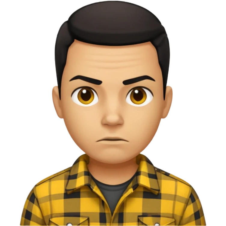 VAGOS gang member from GTA, wearing a yellow and black plaid shirt, simple face, tough expression emoji
