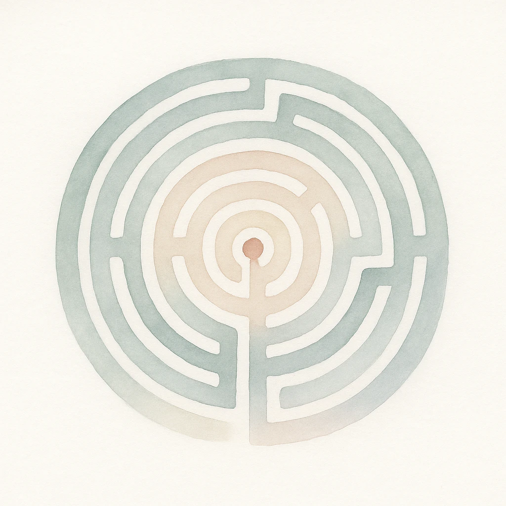 a maze in a watercolor art style, soft and artistic emoji