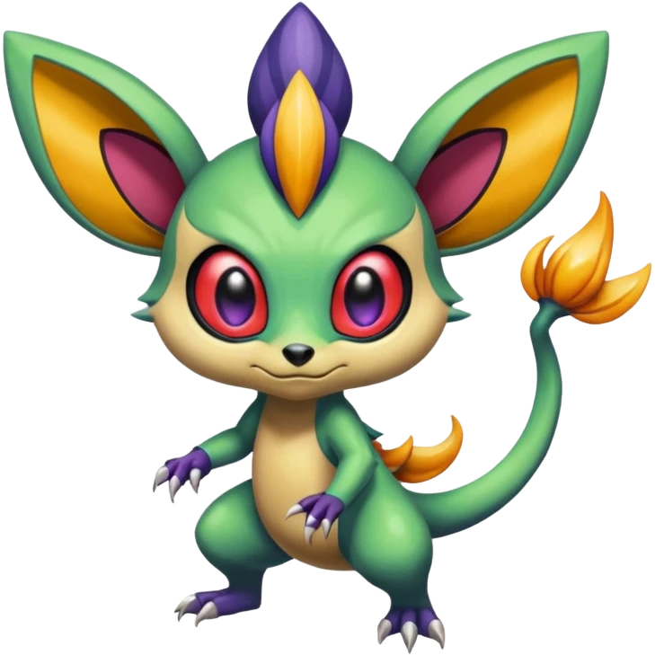 Colorful Exotic Meloetta-Sableye-Chimchar-Virizion-Venom-Stitch-Fakémon-creature-hybrid emoji