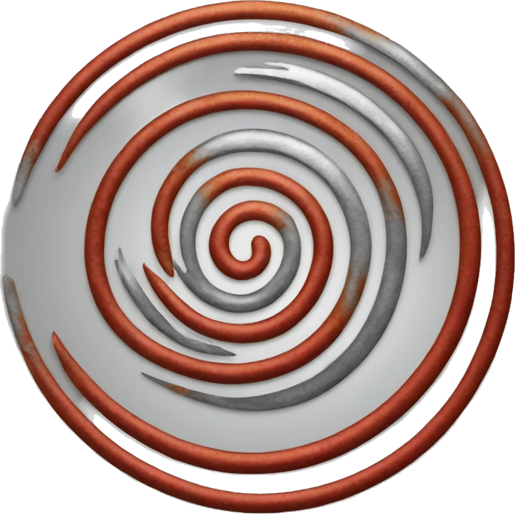 spiral metallic red and silver and rusty symbol emoji