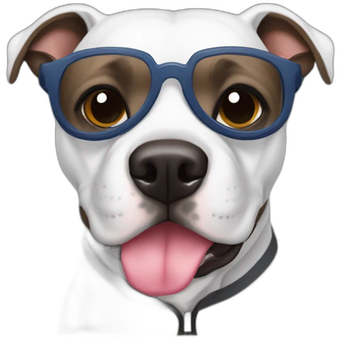 Black Staffy wearing sport clothes and glasses emoji