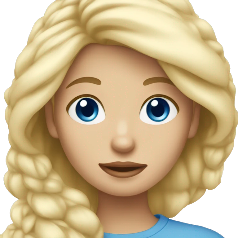 Blonde girl blue eyes holding spitz  emoji