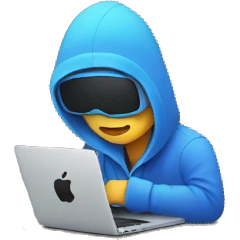 person coding a cool app on a mac book emoji