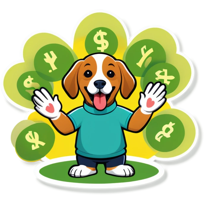 dog clapping hands and counting money  emoji